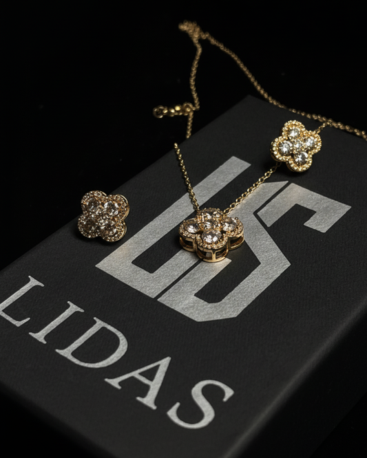 “Eclat Clover” Necklace & Earring Set(GOLD)