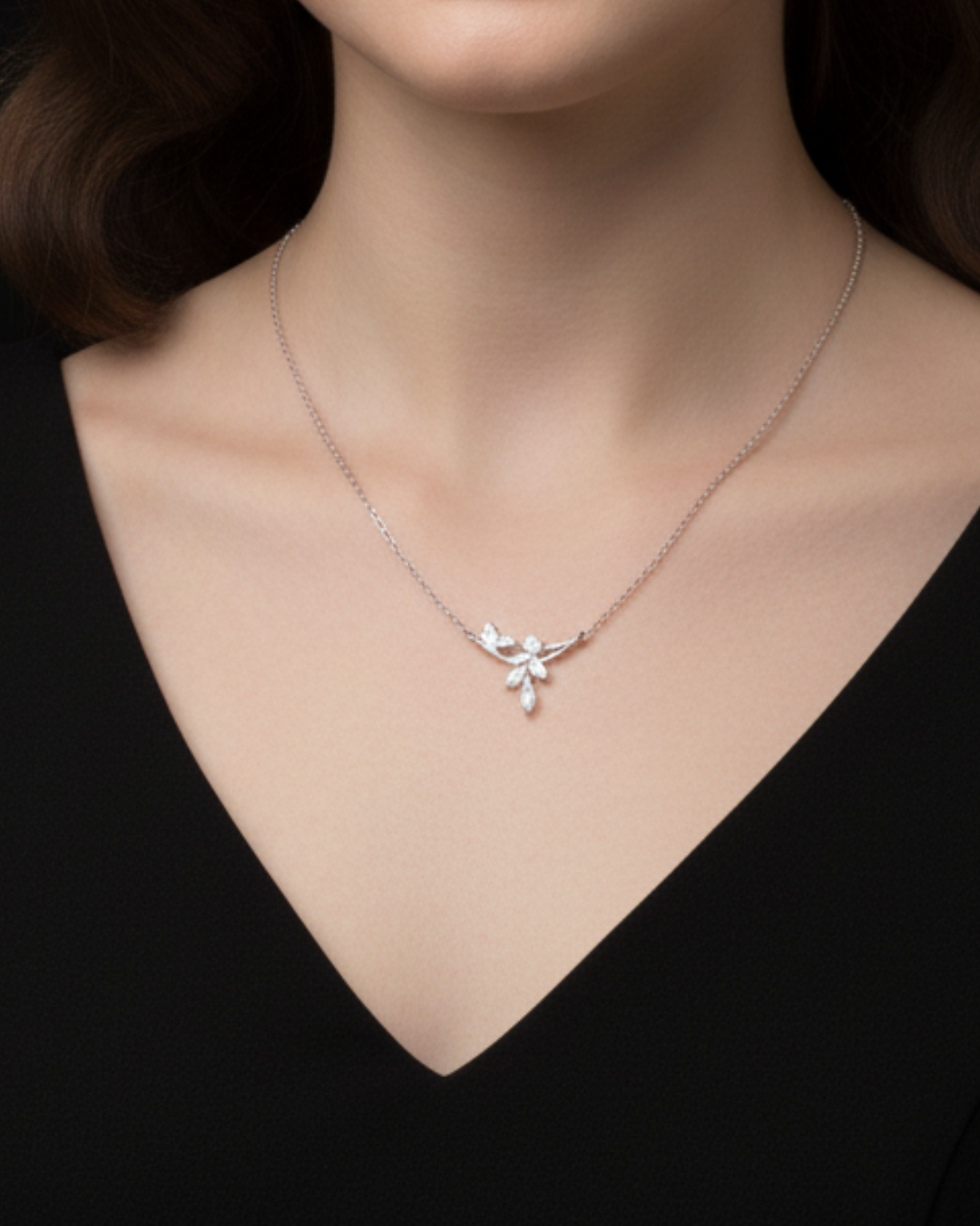 Silver Petal Elegance Necklace